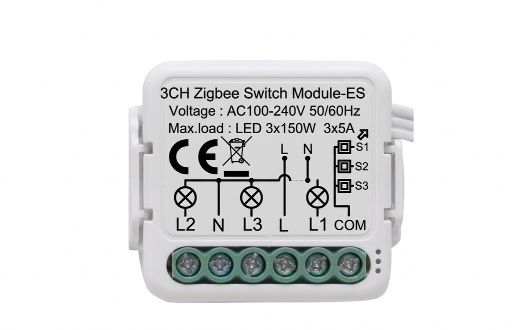 ZigBee N&L 3 GANG 16A switch module Transfer the existing switches to smart Working voltage :AC100-240V 50/60Hz