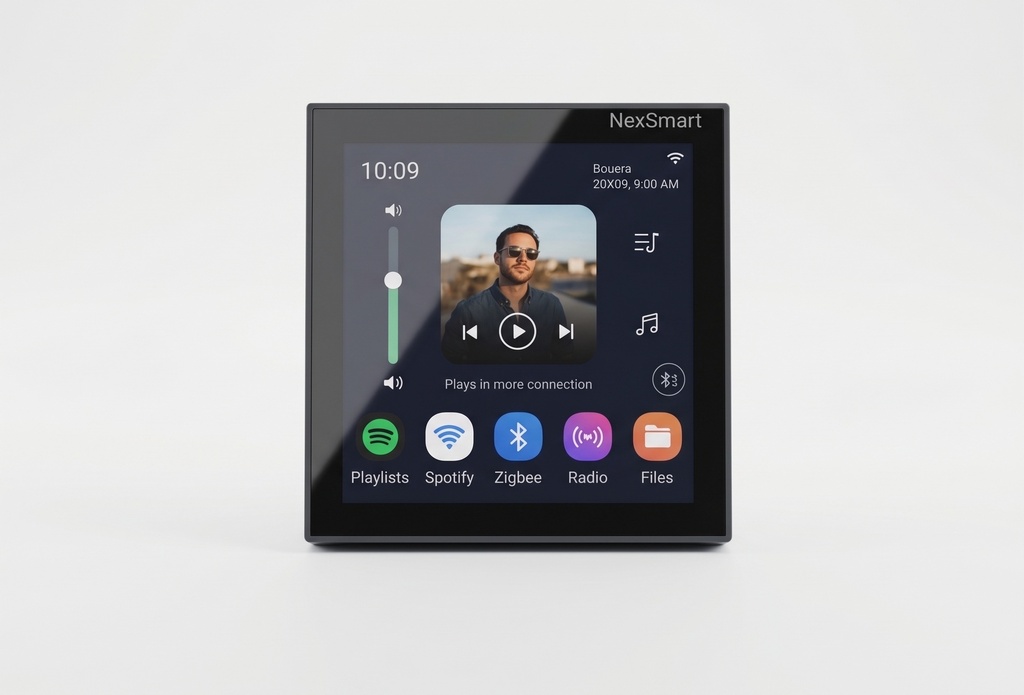 4" Touch Control Panel with zigbee smart home gateway with amplifier 4*25W, equipped with bluetooth, USB / TF, RS485 protocol, Android, black color, used as Smart home control